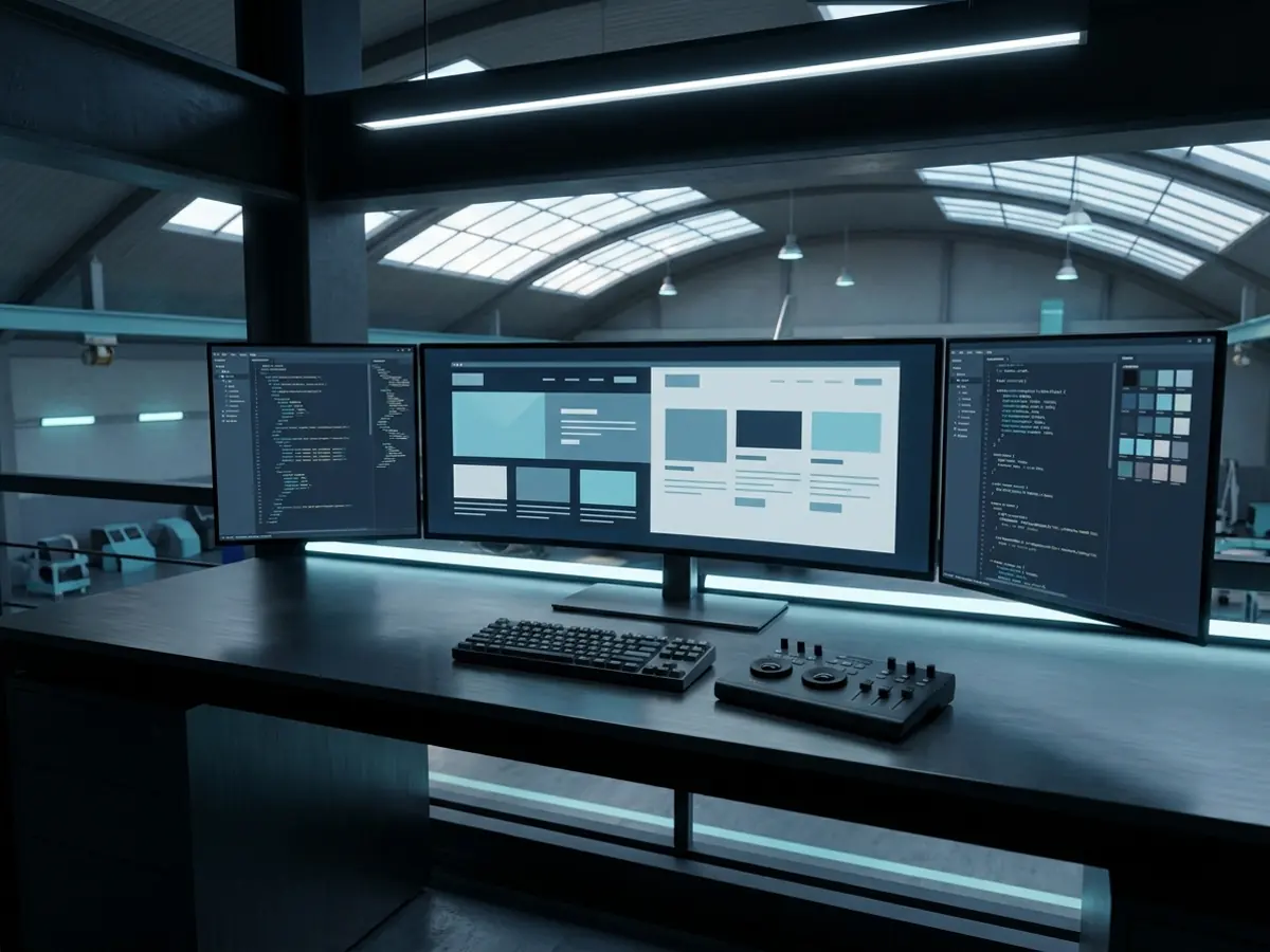 Digital production workstation in an aircraft hangar